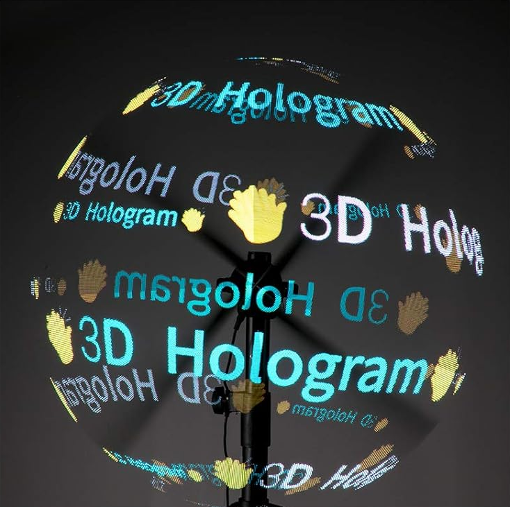 Hanging holographic fan installation