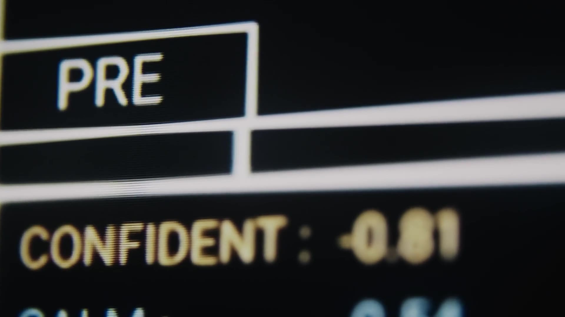 A screen readout showing a pre-session confidence score of minus 0.81